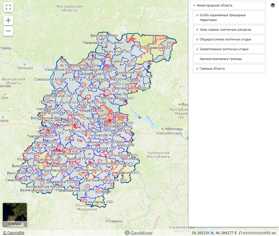 Обновлена карта охотничьих угодий Нижегородской области
