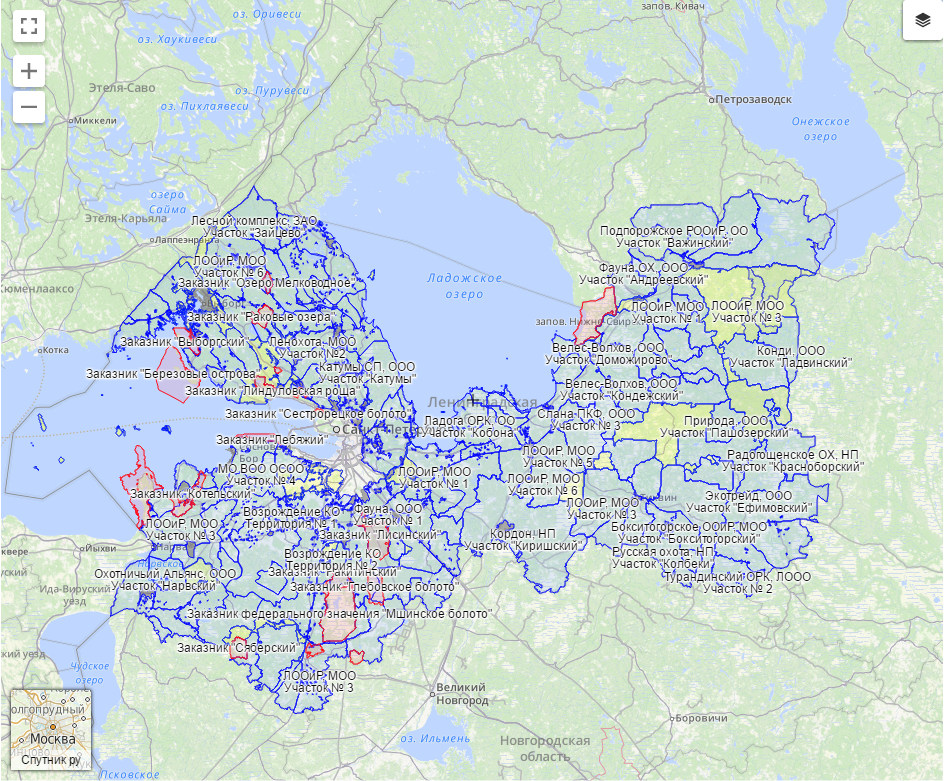 Создана интерактивная карта охотничьих угодий Ленинградской области
