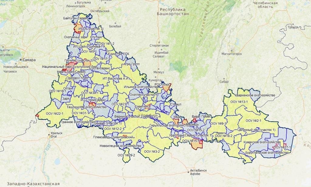Карта лесов оренбургской области
