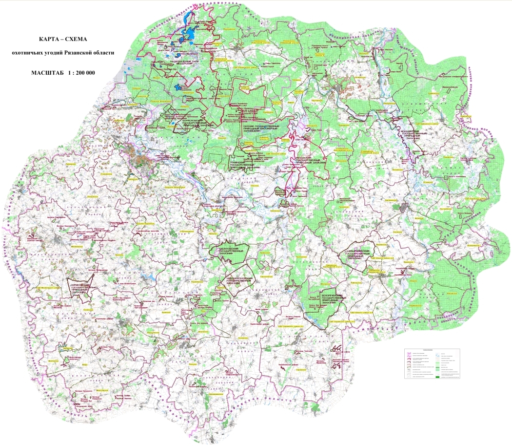 Границы охотхозяйств рязанской области карта