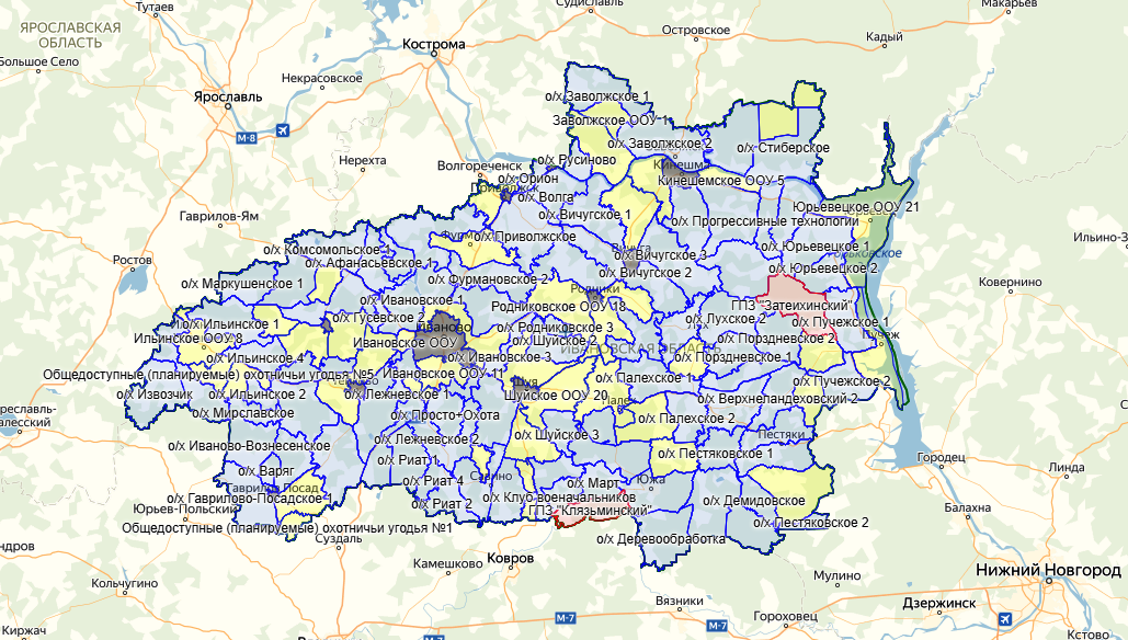 Ивановская обл районы. Карта охотугодий Ивановской области в хорошем качестве. Карта охотничьих угодий Ивановской области 2020. Карта общедоступных охотугодий Ивановской области 2020. Общедоступные охотугодья Ивановской области карта.