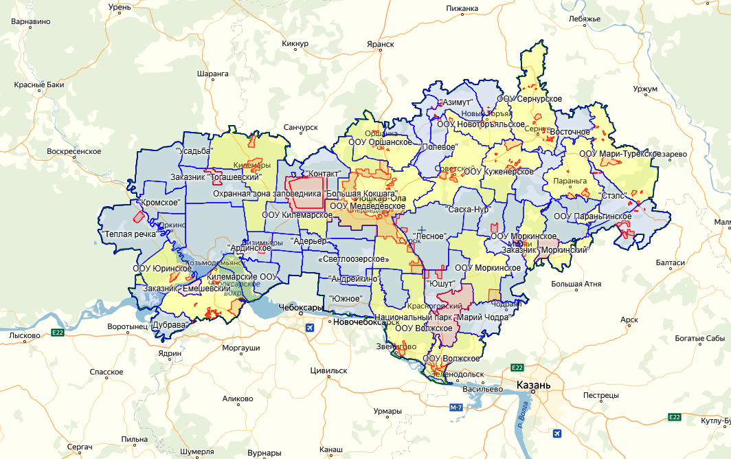 Йошкар ола населенные пункты марий эл. Охотничьи угодья Марий Эл. Респ Марий Эл на карте. Карта Республики Марий Эл с районами. Карта охотничьих угодий Марий Эл.