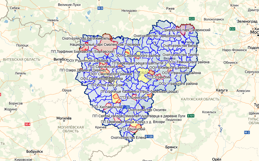Создана интерактивная карта охотугодий Смоленской области