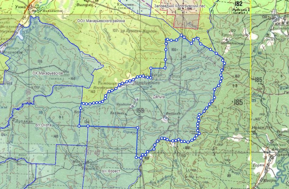 Карта общедоступных охотничьих угодий костромской области