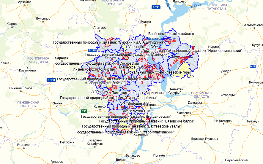 Карта охотника — Ульяновская область