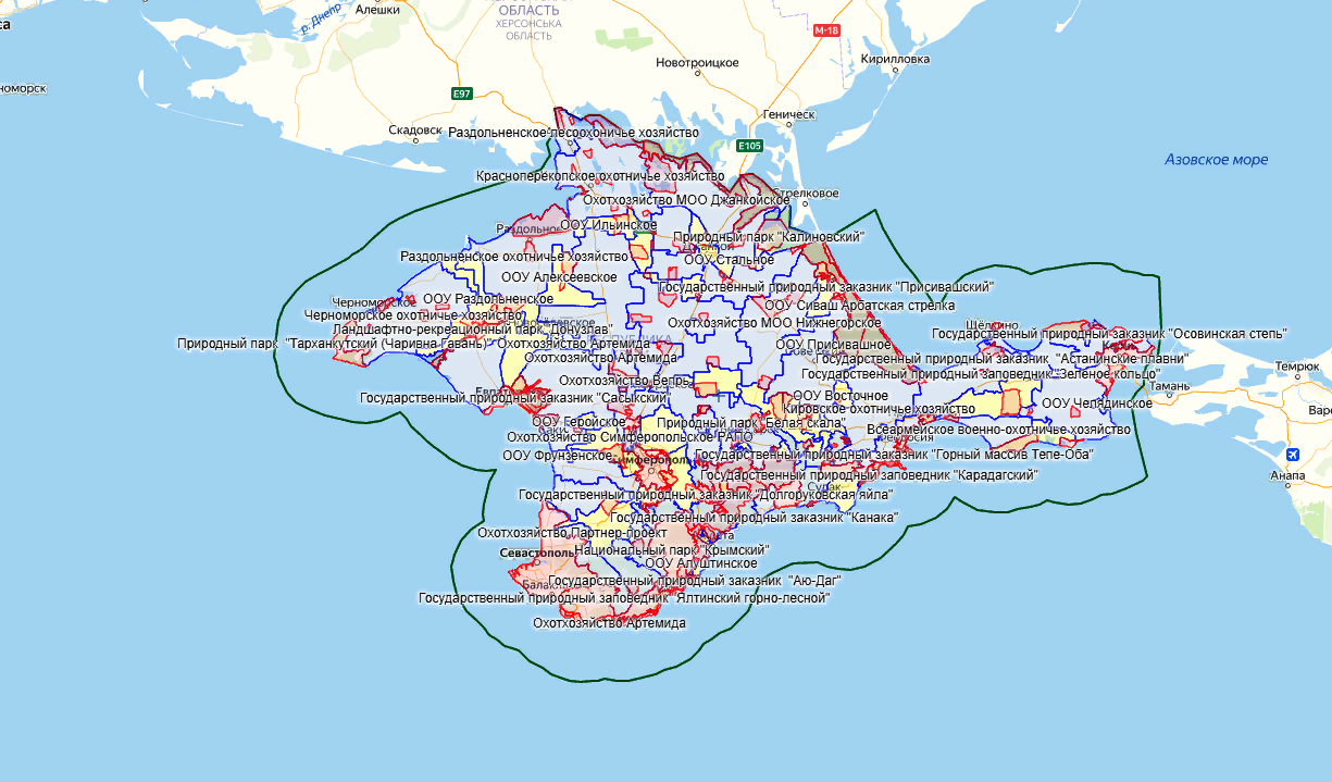 Карта охотника — Республика Крым
