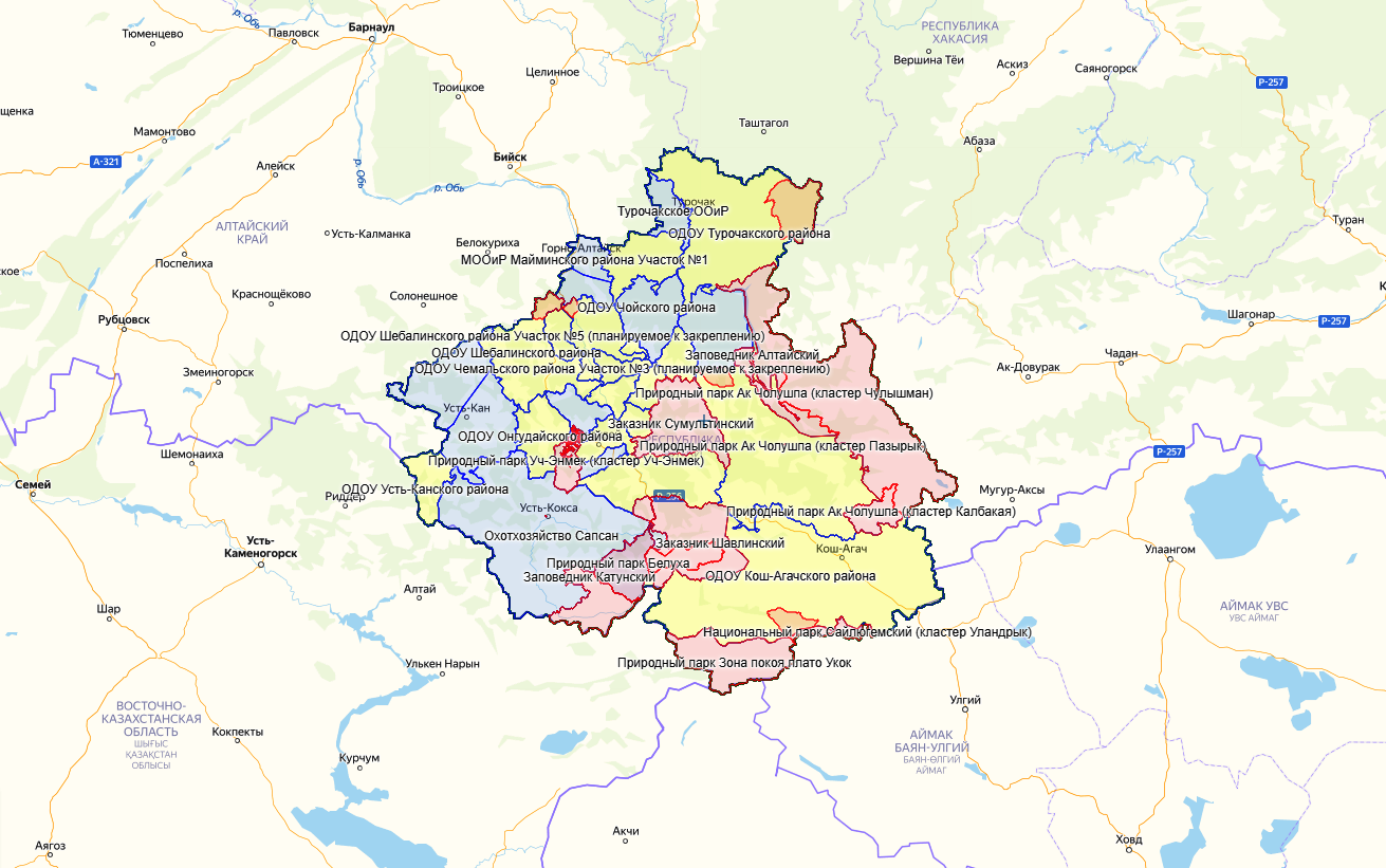 Карта охотугодий республики алтай