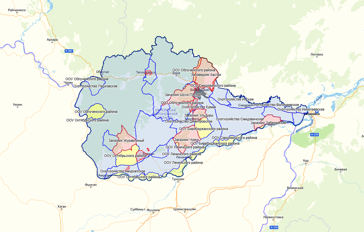 Карта рек еврейской автономной области