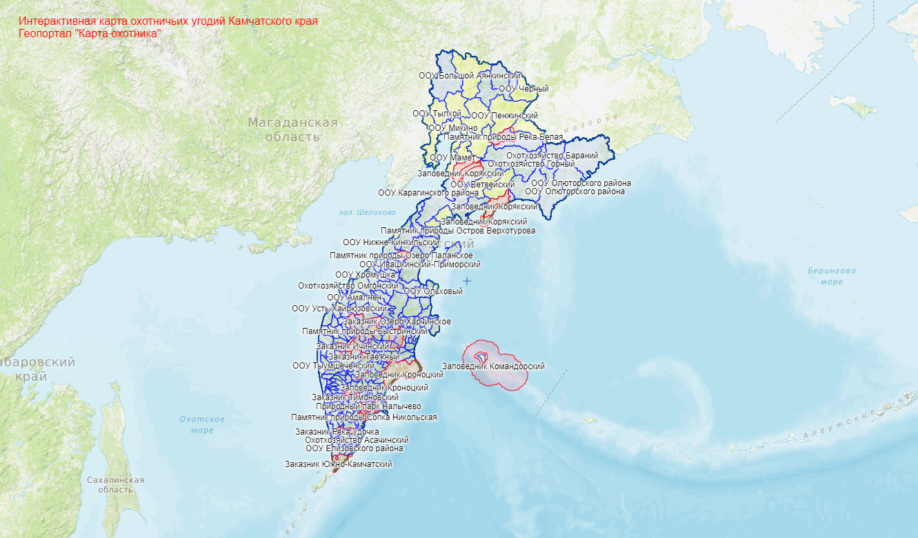 Карта охотугодий камчатского края