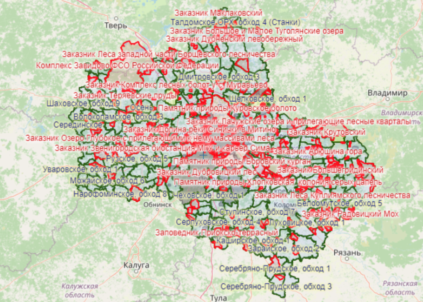 Карта общедоступных охотничьих угодий московской области