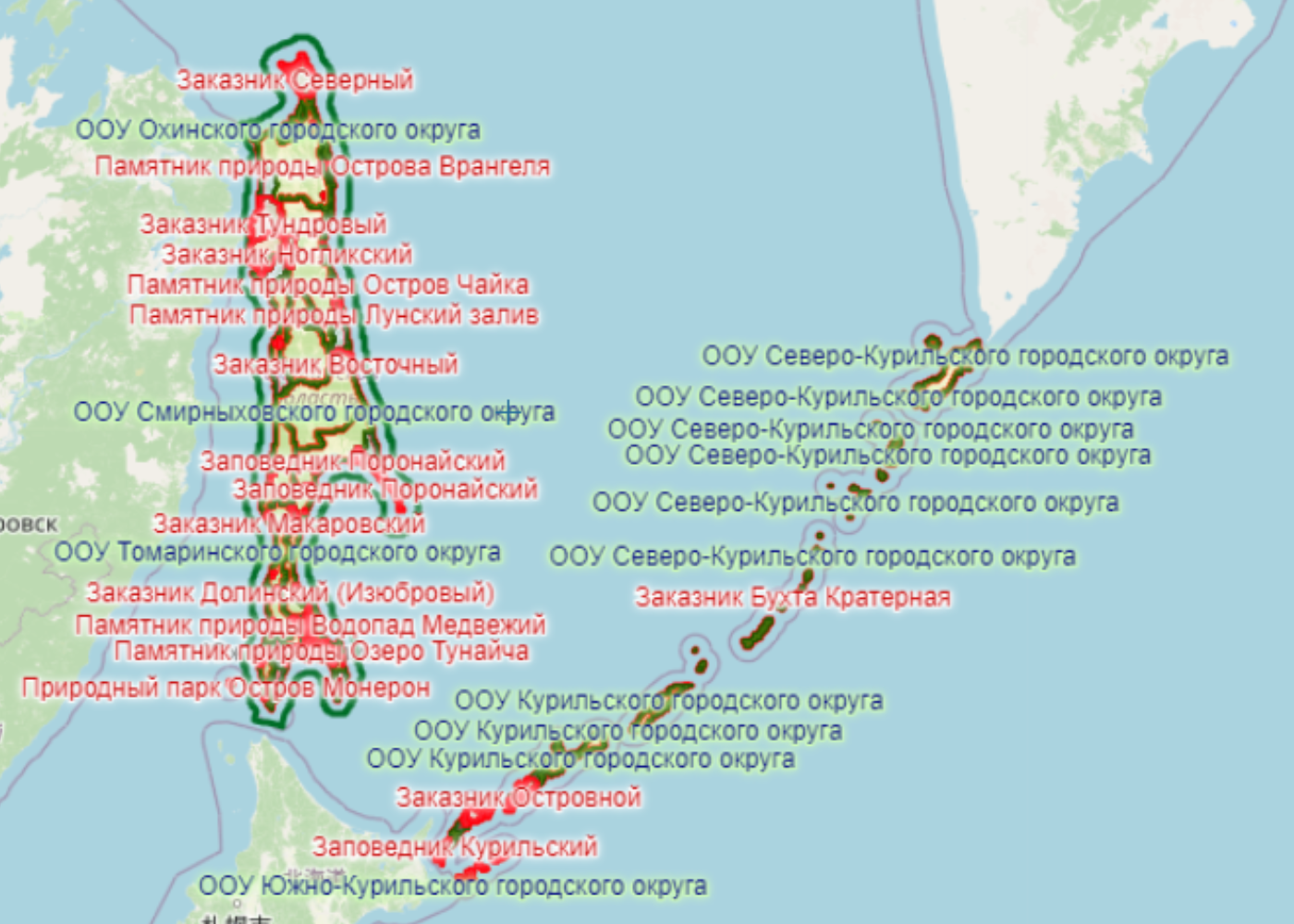 Карта охотугодий сахалинской