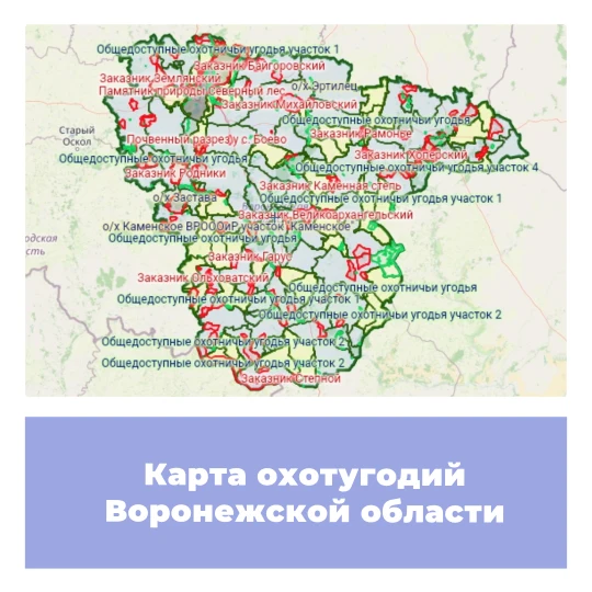 Карта охотничьих угодий Воронежской области